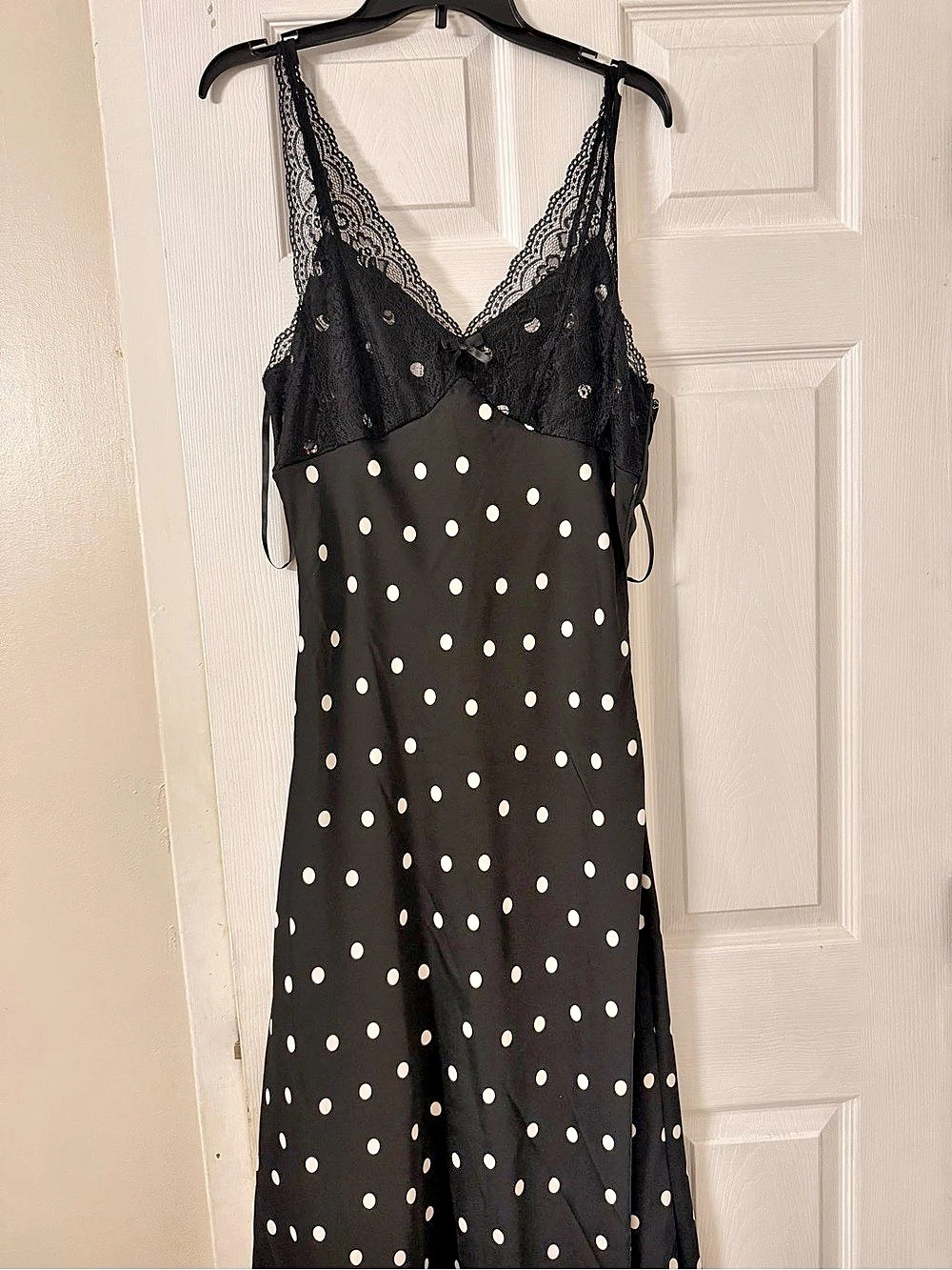 Trixxi Polka Dot Lace Maxi Dress in Black & White Size XL Like New